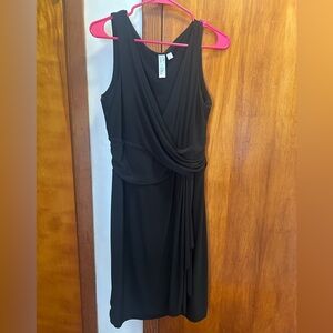 Emma & Michele Black Draped Midi Dress
